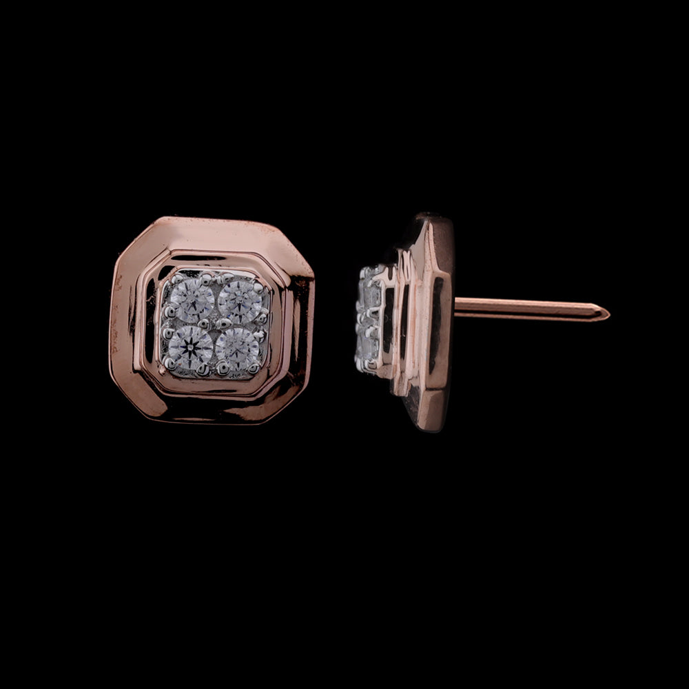 Rose Gold Octagonal Stud Earrings