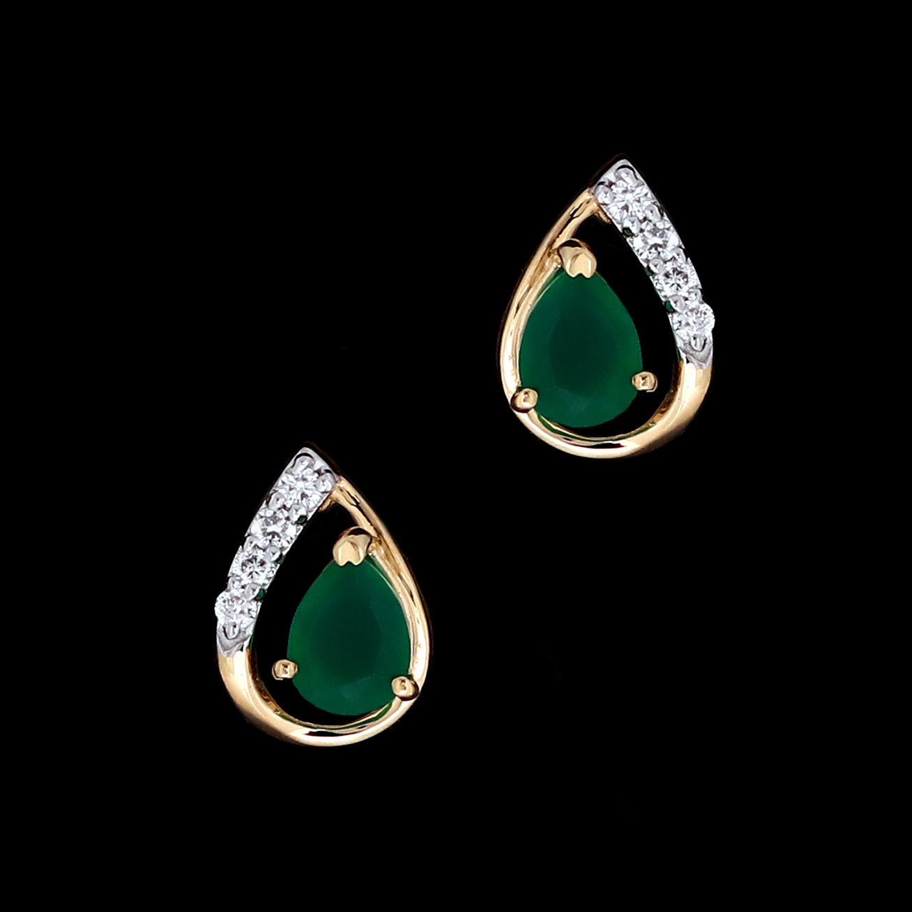 Emerald Raindrop Stud Earrings