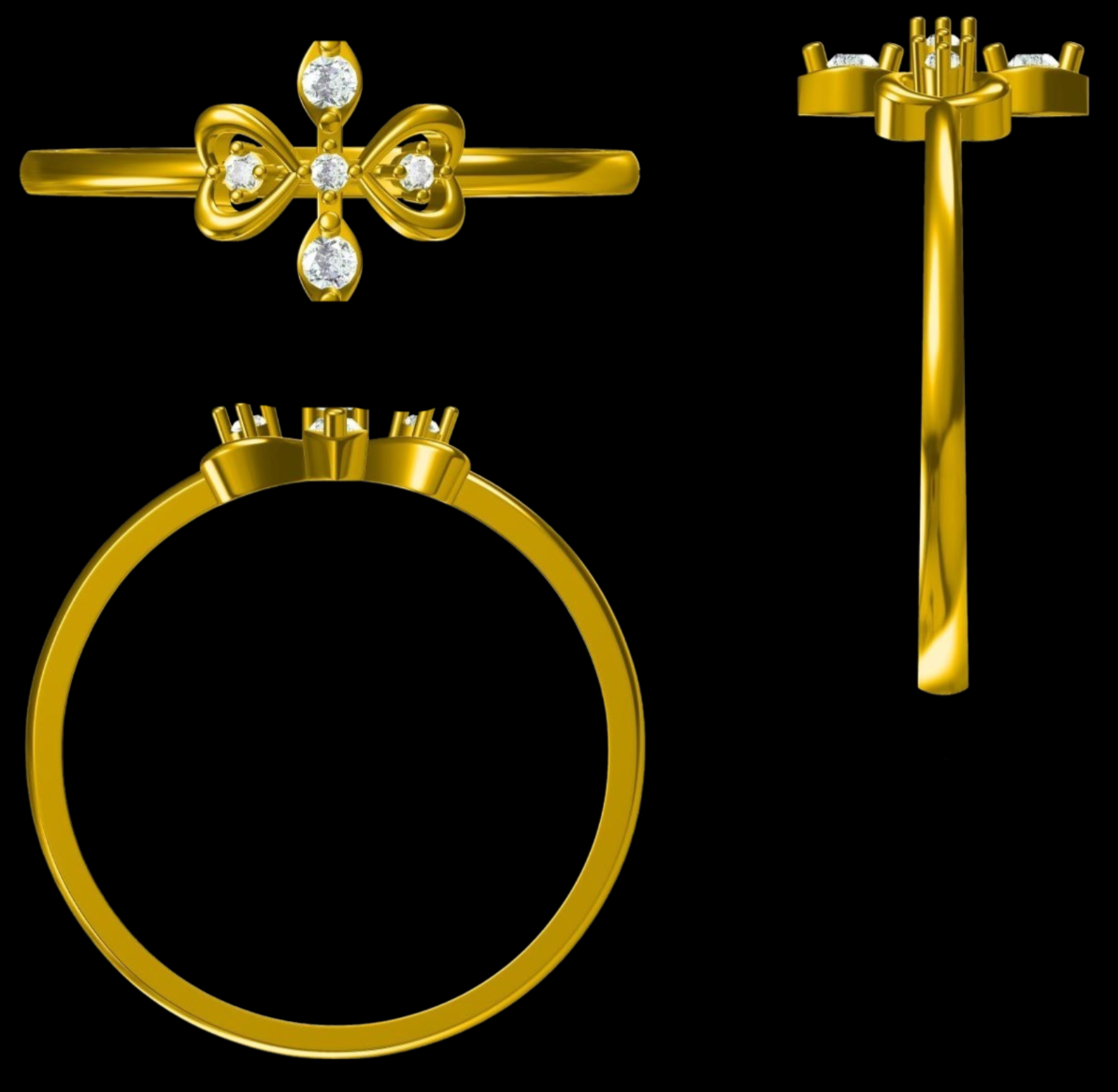 Golden Butterfly Diamond Accent Ring