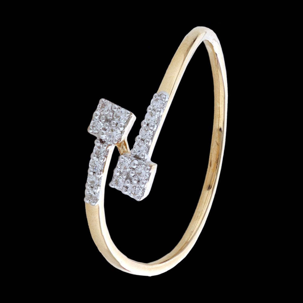 Elegant Dual Square Diamond-Studded Gold Bangle