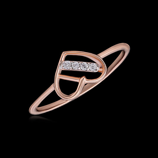 Linear Love Diamond Heart Ring
